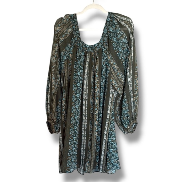 Anthropologie Sona Blue Motif Paisley Square Neck Tunic Dress Size Medium - Picture 7 of 7
